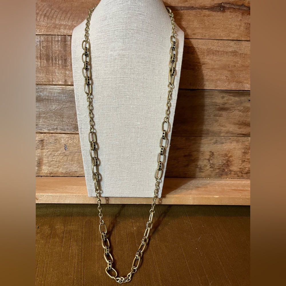 Chunky gold tone long necklace